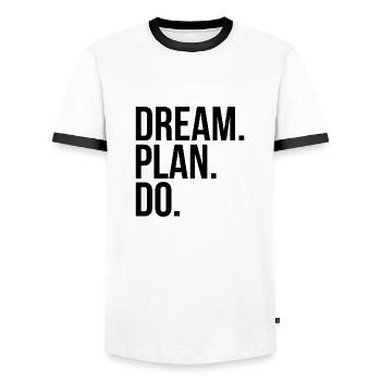 Dream Plan Do - Männer Kontrast-T-Shirt - Weiß/Schwarz - Vorne - AI Model Female 172 light (172cm) & AI Model Male 178 dark (178cm)