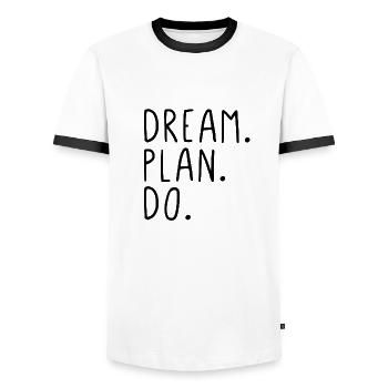 Dream Plan Do - Männer Kontrast-T-Shirt - Weiß/Schwarz - Vorne - AI Model Female 172 light (172cm) & AI Model Male 178 dark (178cm)