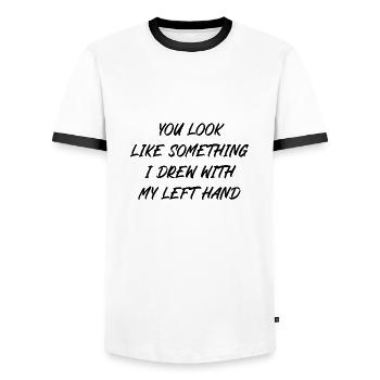 You look like something I drew with my left hand - Männer Kontrast-T-Shirt - Weiß/Schwarz - Vorne - AI Model Female 172 light (172cm) & AI Model Male 178 dark (178cm)