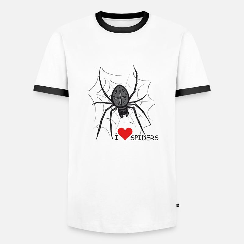 Spider, spider web, Halloween - Men's Ringer Shirt - white/black