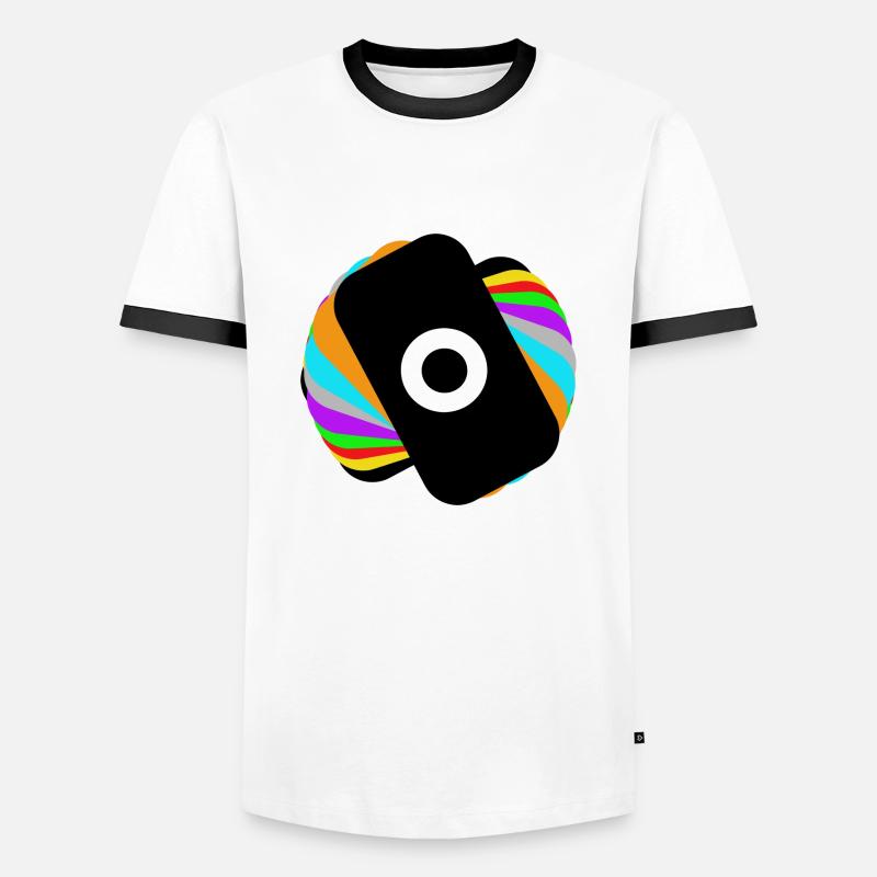 Regenbogen-Kreisel - Männer Kontrast-T-Shirt - Weiß/Schwarz