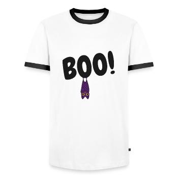 Boo bat - Men's Ringer Shirt - white/black - Front - AI Model Female 172 light (172cm) & AI Model Male 178 dark (178cm)