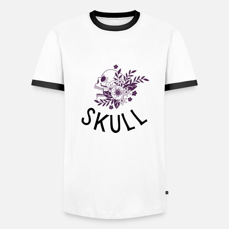 Blütenschädel - Männer Kontrast-T-Shirt - Weiß/Schwarz