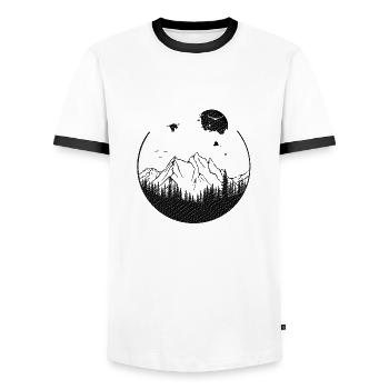Geometrische Form Baumberge - Männer Kontrast-T-Shirt - Weiß/Schwarz - Vorne - AI Model Female 172 light (172cm) & AI Model Male 178 dark (178cm)