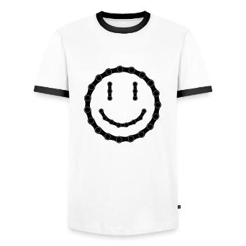 Aurait eu une chaîne de vélo 16 - T-shirt contrasté Homme - blanc/noir - Devant - AI Model Female 172 light (172cm) & AI Model Male 178 dark (178cm)