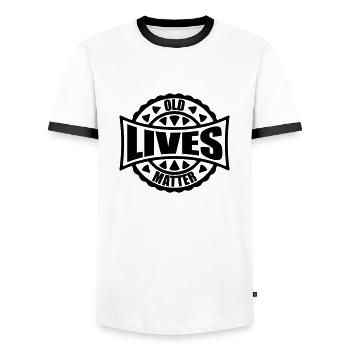 old lives matter quote - Men's Ringer Shirt - white/black - Front - AI Model Female 172 light (172cm) & AI Model Male 178 dark (178cm)