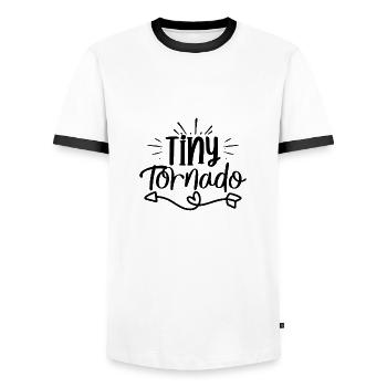 Tiny Tornado - Männer Kontrast-T-Shirt - Weiß/Schwarz - Vorne - AI Model Female 172 light (172cm) & AI Model Male 178 dark (178cm)