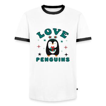 Love Penguins - Männer Kontrast-T-Shirt - Weiß/Schwarz - Vorne - AI Model Female 172 light (172cm) & AI Model Male 178 dark (178cm)