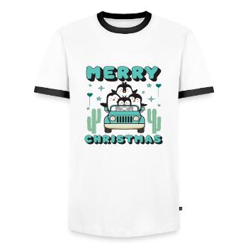 Merry Christmas - Men's Ringer Shirt - white/black - Front - AI Model Female 172 light (172cm) & AI Model Male 178 dark (178cm)