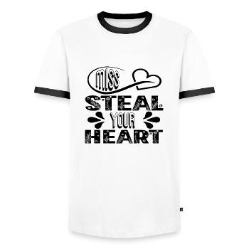 Miss Steal your Heart - Männer Kontrast-T-Shirt - Weiß/Schwarz - Vorne - AI Model Female 172 light (172cm) & AI Model Male 178 dark (178cm)