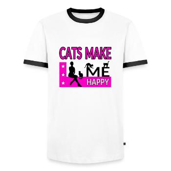 Félin - T-shirt contrasté Homme - blanc/noir - Devant - AI Model Female 172 light (172cm) & AI Model Male 178 dark (178cm)