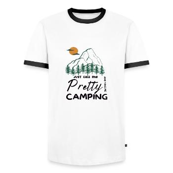 Just call me Pretty and take me Camping - Men's Ringer Shirt - white/black - Front - AI Model Female 172 light (172cm) & AI Model Male 178 dark (178cm)