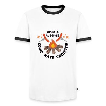 Only a Weenie could hate a Camping - Männer Kontrast-T-Shirt - Weiß/Schwarz - Vorne - AI Model Female 172 light (172cm) & AI Model Male 178 dark (178cm)