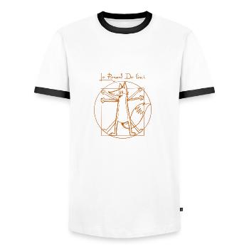 Le Renard de Vinci Brown - T-shirt contrasté Homme - blanc/noir - Devant - AI Model Female 172 light (172cm) & AI Model Male 178 dark (178cm)