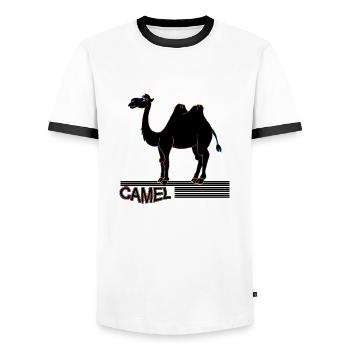 Kamel - Männer Kontrast-T-Shirt - Weiß/Schwarz - Vorne - AI Model Female 172 light (172cm) & AI Model Male 178 dark (178cm)