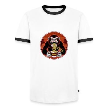 Bad Monkey aime le design vintage des nouilles ramen - T-shirt contrasté Homme - blanc/noir - Devant - AI Model Female 172 light (172cm) & AI Model Male 178 dark (178cm)