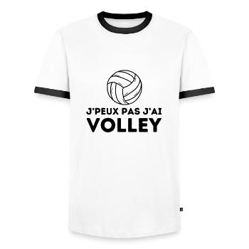 J'peux pas j'ai volley - T-shirt contrasté Homme - blanc/noir - Devant - AI Model Female 172 light (172cm) & AI Model Male 178 dark (178cm)