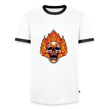Le rocker mexicain coloré Totenkop - T-shirt contrasté Homme - blanc/noir - Devant - AI Model Female 172 light (172cm) & AI Model Male 178 dark (178cm)