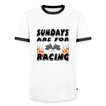 Voiture - T-shirt contrasté Homme - blanc/noir - Devant - AI Model Female 172 light (172cm) & AI Model Male 178 dark (178cm)