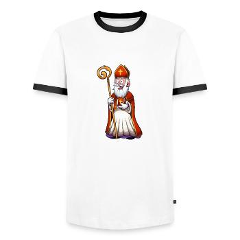 Saint Nicolas - Men's Ringer Shirt - white/black - Front - AI Model Female 172 light (172cm) & AI Model Male 178 dark (178cm)