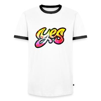 yes sing funny no girl feminism apply always - Men's Ringer Shirt - white/black - Front - AI Model Female 172 light (172cm) & AI Model Male 178 dark (178cm)