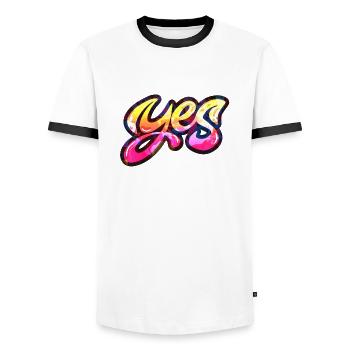 yes sing funny no girl feminism apply always - Men's Ringer Shirt - white/black - Front - AI Model Female 172 light (172cm) & AI Model Male 178 dark (178cm)