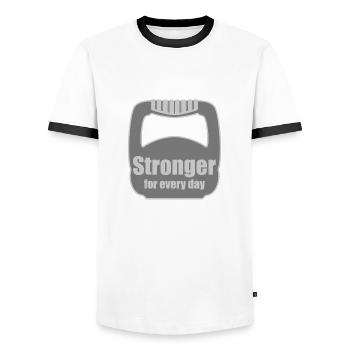 Stronger for every day. - Men's Ringer Shirt - white/black - Front - AI Model Female 172 light (172cm) & AI Model Male 178 dark (178cm)