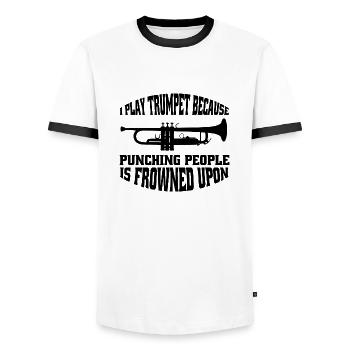 Trumpet Instrument Saying Music Funny Musician - Men's Ringer Shirt - white/black - Front - AI Model Female 172 light (172cm) & AI Model Male 178 dark (178cm)