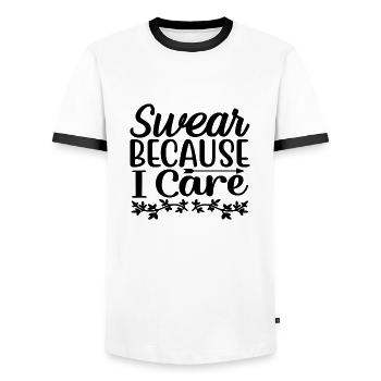 Swear because I Care - Men's Ringer Shirt - white/black - Front - AI Model Female 172 light (172cm) & AI Model Male 178 dark (178cm)