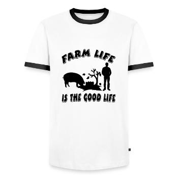 Bauernhof - Männer Kontrast-T-Shirt - Weiß/Schwarz - Vorne - AI Model Female 172 light (172cm) & AI Model Male 178 dark (178cm)