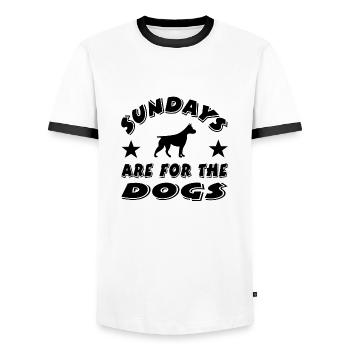 Canine - T-shirt contrasté Homme - blanc/noir - Devant - AI Model Female 172 light (172cm) & AI Model Male 178 dark (178cm)