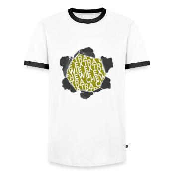 Statement Christmas Funny Sayings Beach Gift - Men's Ringer Shirt - white/black - Front - AI Model Female 172 light (172cm) & AI Model Male 178 dark (178cm)