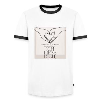 Deine Macken sind das beste an dir - meine liebe - Männer Kontrast-T-Shirt - Weiß/Schwarz - Vorne - AI Model Female 172 light (172cm) & AI Model Male 178 dark (178cm)