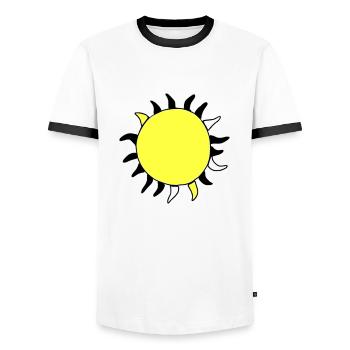 Sun Summer Watercolor Nature Beach Sky Vector - Men's Ringer Shirt - white/black - Front - AI Model Female 172 light (172cm) & AI Model Male 178 dark (178cm)