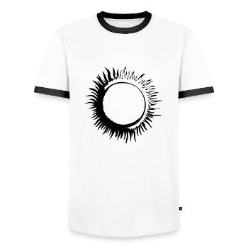 Sun Summer Watercolor Nature Beach Sky Vector - Men's Ringer Shirt - white/black - Front - AI Model Female 172 light (172cm) & AI Model Male 178 dark (178cm)