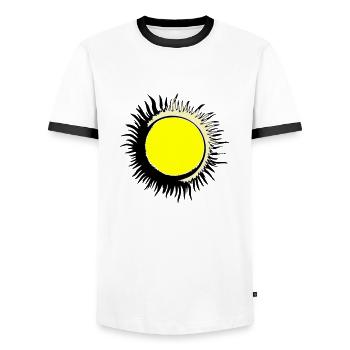 Sun Summer Watercolor Nature Beach Sky Vector - Men's Ringer Shirt - white/black - Front - AI Model Female 172 light (172cm) & AI Model Male 178 dark (178cm)
