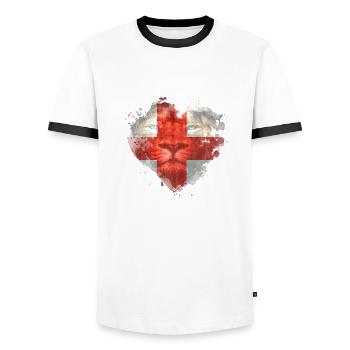 Angleterre Royaume-Uni Londres Anglais britannique Royaume-Uni - T-shirt contrasté Homme - blanc/noir - Devant - AI Model Female 172 light (172cm) & AI Model Male 178 dark (178cm)