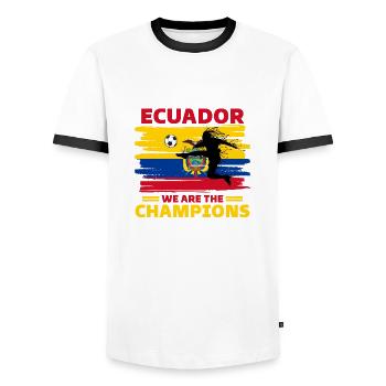 Ecuador Football 2022 Ecuadorian football fan - Men's Ringer Shirt - white/black - Front - AI Model Female 172 light (172cm) & AI Model Male 178 dark (178cm)