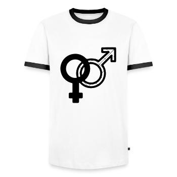 mâleandfemale - T-shirt contrasté Homme - blanc/noir - Devant - AI Model Female 172 light (172cm) & AI Model Male 178 dark (178cm)