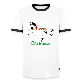 MerryfuckinChristmas - Männer Kontrast-T-Shirt - Weiß/Schwarz - Vorne - AI Model Female 172 light (172cm) & AI Model Male 178 dark (178cm)