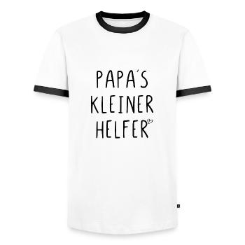 Papas kleiner Helfer - Männer Kontrast-T-Shirt - Weiß/Schwarz - Vorne - AI Model Female 172 light (172cm) & AI Model Male 178 dark (178cm)