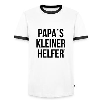 Papas kleiner Helfer - Männer Kontrast-T-Shirt - Weiß/Schwarz - Vorne - AI Model Female 172 light (172cm) & AI Model Male 178 dark (178cm)