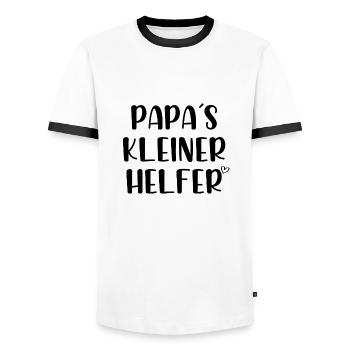 Papas kleiner Helfer - Männer Kontrast-T-Shirt - Weiß/Schwarz - Vorne - AI Model Female 172 light (172cm) & AI Model Male 178 dark (178cm)
