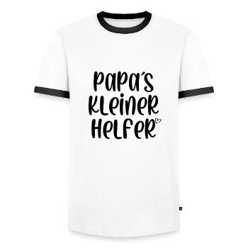 Papas kleiner Helfer - Männer Kontrast-T-Shirt - Weiß/Schwarz - Vorne - AI Model Female 172 light (172cm) & AI Model Male 178 dark (178cm)