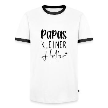 Papas kleiner Helfer - Männer Kontrast-T-Shirt - Weiß/Schwarz - Vorne - AI Model Female 172 light (172cm) & AI Model Male 178 dark (178cm)