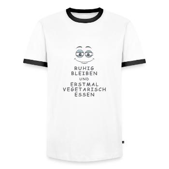 Vegetarisch essen - Männer Kontrast-T-Shirt - Weiß/Schwarz - Vorne - AI Model Female 172 light (172cm) & AI Model Male 178 dark (178cm)