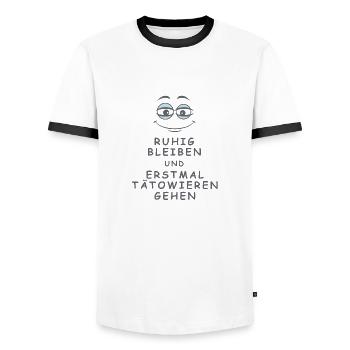 Tätowieren gehen - Männer Kontrast-T-Shirt - Weiß/Schwarz - Vorne - AI Model Female 172 light (172cm) & AI Model Male 178 dark (178cm)