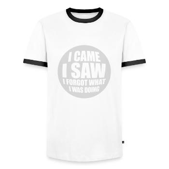 Je suis venu voir oublier - T-shirt contrasté Homme - blanc/noir - Devant - AI Model Female 172 light (172cm) & AI Model Male 178 dark (178cm)