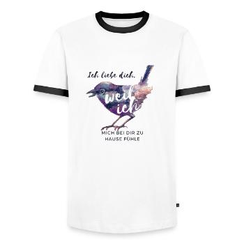 Ich fühle mich bei dir zu Hause, ich liebe dich - Männer Kontrast-T-Shirt - Weiß/Schwarz - Vorne - AI Model Female 172 light (172cm) & AI Model Male 178 dark (178cm)