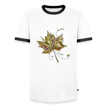 Leaf - Men's Ringer Shirt - white/black - Front - AI Model Female 172 light (172cm) & AI Model Male 178 dark (178cm)